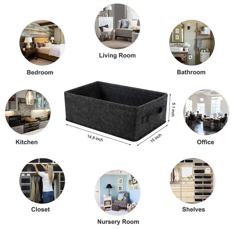 KWLET Long Gray Storage Baskets Narrow Storage Basket Organizer Storage Bins for Small Toys Keys Make Up Hair Cosmetic Drawer Home Decor Storage Basket Decorative Storage Bin - Image 3